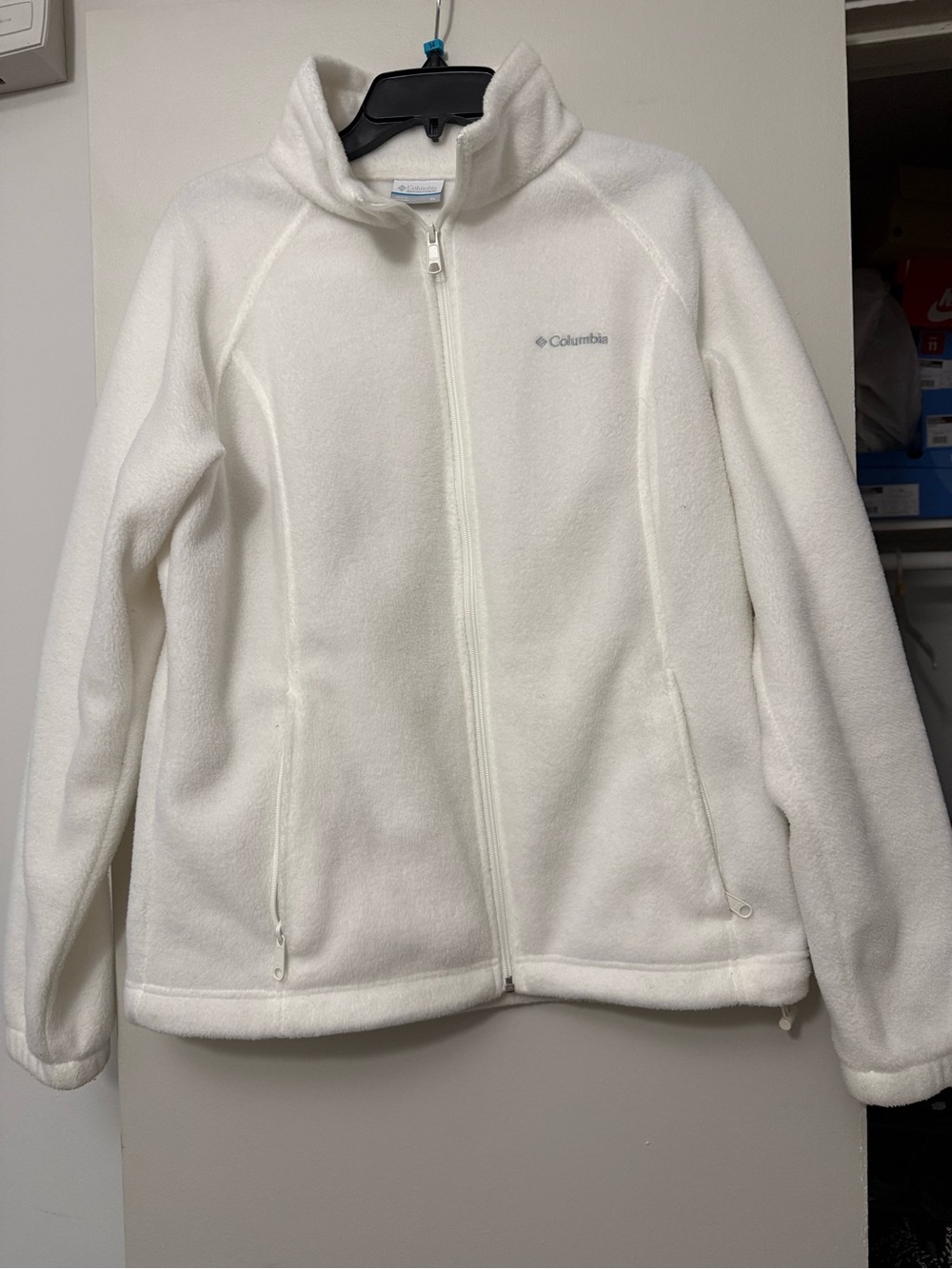 Columbia Off-White Zip Front Fleece Jacket